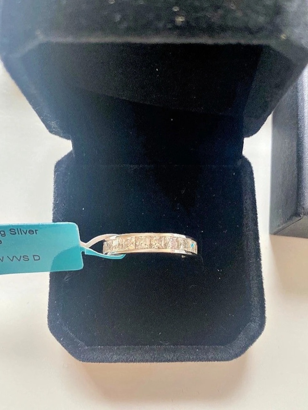 Square Shaped Moissanite Eternity Band Size 7